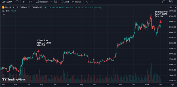 Bitcoin Price Chart - 80 days until the halving